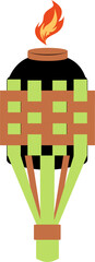 Bamboo oil lamp illustration. Pelita raya. Eid lamp. Eid Al fitr celebration.