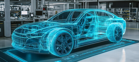 Poster depicting intelligent repair analytics AI in automotive repair and maintenance where AI analyzes shop data to improve repair processes and reduce costs