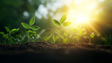 Gentle Sprouts Emerging in Sunlit Garden