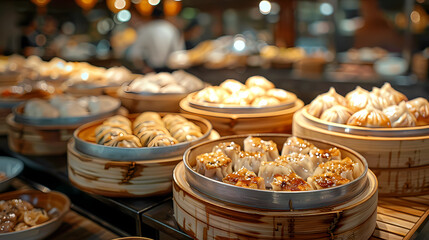 Pork dumplings in a luxurious shop.