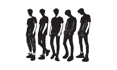 Modern Male Silhouettes, From Fashion to Fitness,
Variety of Male Poses in Silhouette Style for Design Projects vector graphics illustration  