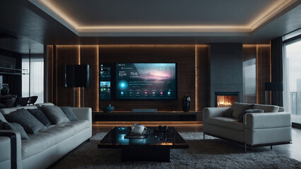 Interior  Modern living room with sofa and TV