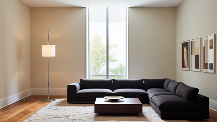 Interior of stylish living room with comfortable zone