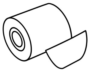 Toilet paper roll hand drawn doodle. Personal hygiene item. Bathroom and toilet room. Vector outline line art illustration.