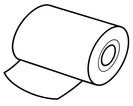 recommend clip art: Toilet paper roll hand drawn doodle. Personal hygiene item. Bathroom and toilet room. Vector outline line art illustration.