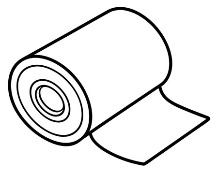 recommend clip art: Toilet paper roll hand drawn doodle. Personal hygiene item. Bathroom and toilet room. Vector outline line art illustration.