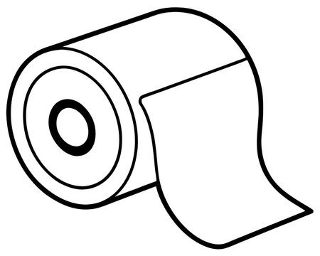 recommend clip art: Toilet paper roll hand drawn doodle. Personal hygiene item. Bathroom and toilet room. Vector outline line art illustration.