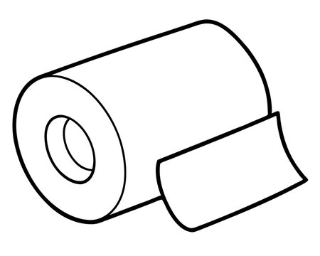 recommend clip art: Toilet paper roll hand drawn doodle. Personal hygiene item. Bathroom and toilet room. Vector outline line art illustration.
