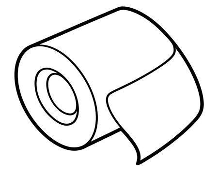 recommend clip art: Toilet paper roll hand drawn doodle. Personal hygiene item. Bathroom and toilet room. Vector outline line art illustration.