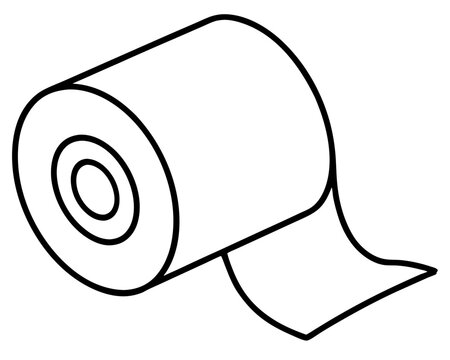 recommend clip art: Toilet paper roll hand drawn doodle. Personal hygiene item. Bathroom and toilet room. Vector outline line art illustration.