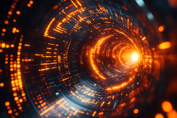 Obraz premium Predictive analytics cyber defense visualized in an abstract design within cybersecurity illustrating how AI anticipates attack vectors and strengthens security
