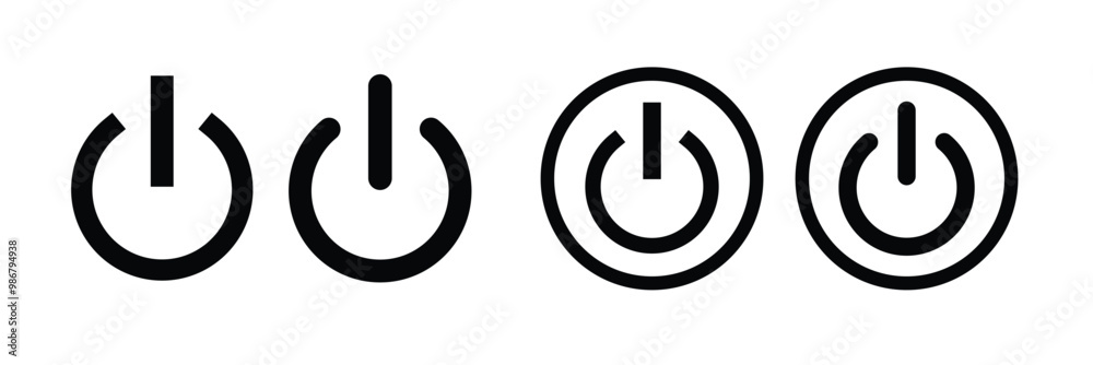 Aufkleber power button icon set. switch on switch off icon/sign. computer start trigger button symbol in fille