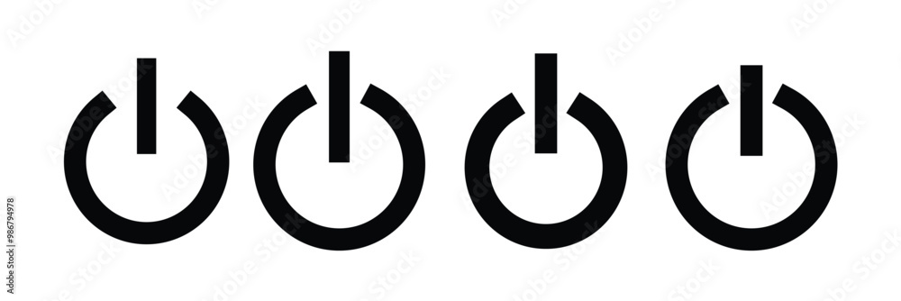 Aufkleber power button icon set. switch on switch off icon/sign. computer start trigger button symbol in fille
