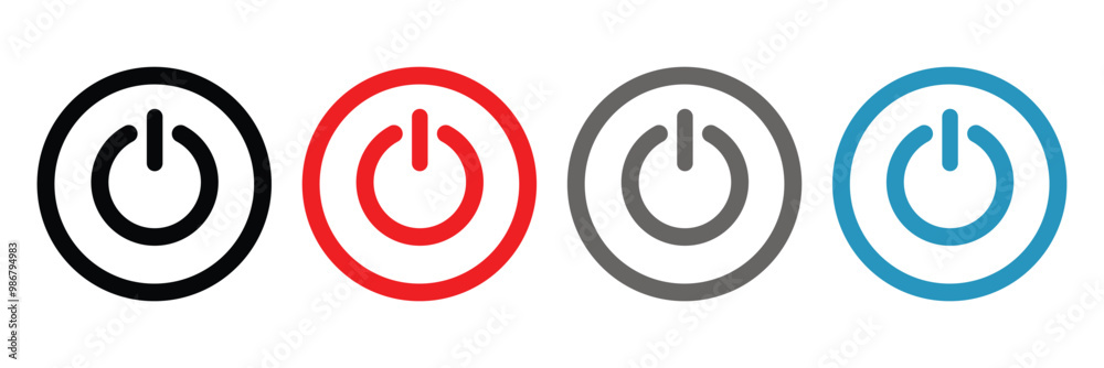 Aufkleber power button icon set. switch on switch off icon/sign. computer start trigger button symbol in fille