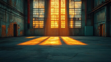 Sunbeams Illuminating a Grungy Industrial Space