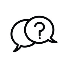chat speech message bubbles with question marks. Forum icon. Communication concept. Stock vector illustration isolated on white background. Question Mark in Bubble Icon.