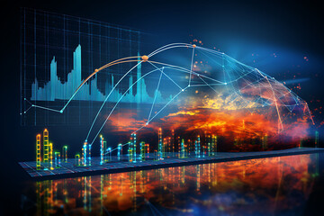 Predictive analytics renewable energy within renewable energy visualized in an abstract design where AI forecasts energy demand and weather patterns