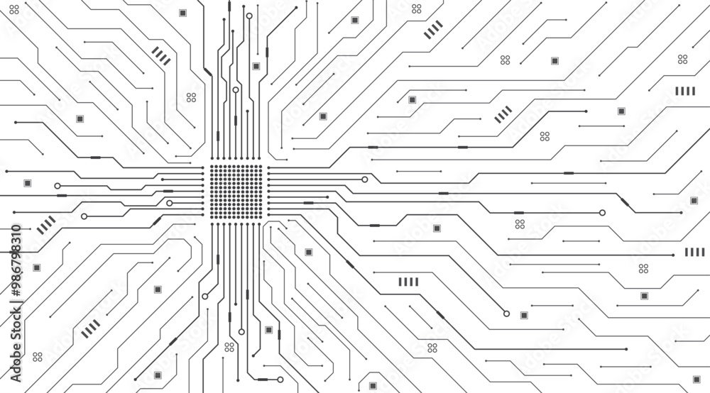 Aufkleber electronic motherboard circuit board texture. abstract background black-white tone. digital circuit 