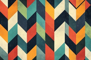 Abstract Geometric Pattern with Chevron Shapes and Vintage Colors