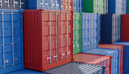 Fototapeta premium Container for export and import transportation business, 3d rendering