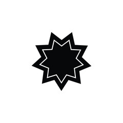 Bahai star. Black linear Bahai symbol. Religious symbol of Bahaism. Vector illustration.