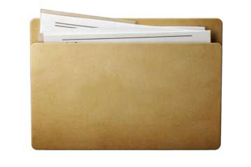 A classic brown folder filled with documents, perfect for organization and storage in an office or home environment.