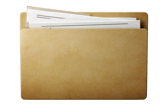 A classic brown folder filled with documents, perfect for organization and storage in an office or home environment.