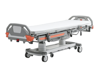 Modern hospital stretcher designed for patient transportation in medical facilities. Durable and ergonomic for safety and comfort.