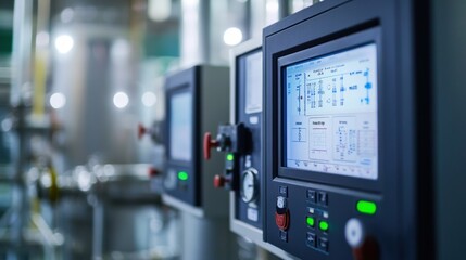Fototapeta premium Industrial control panel with digital display