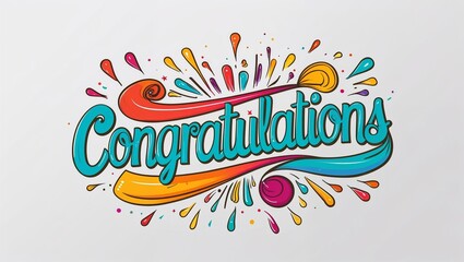 Fototapeta premium congratulations colorful hand drawn lettering art design on plain white background