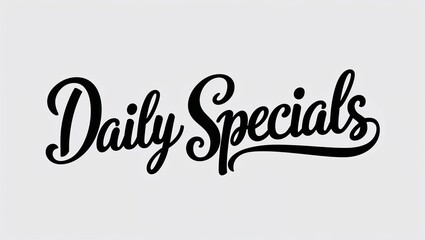 daily specials calligraphy lettering black ink on plain white background