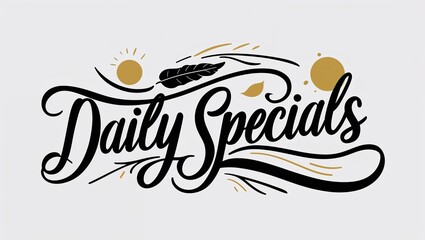 daily specials calligraphy lettering black ink on plain white background
