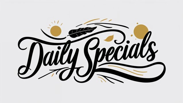daily specials calligraphy lettering black ink on plain white background