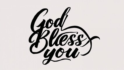 Obraz premium God bless you calligraphy lettering black ink on plain white background