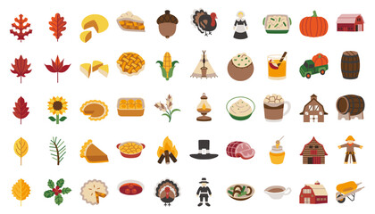 A set of autumn and winter holiday element icons