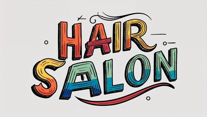 Fototapeta premium Hair salon colorful hand drawn lettering art design on plain white background