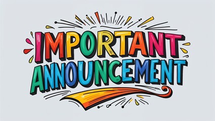 Naklejka premium important announcement colorful hand drawn lettering art design on plain white background