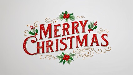 merry christmas decorative design lettering on plain white background