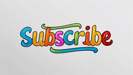 Fototapeta premium Subscribe colorful hand drawn lettering art design on plain white background