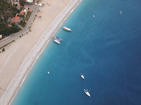 Coastline and Blue Lagoon in &Ouml;l&uuml;deniz, Turkey, seen from the sky