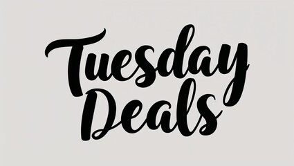 Tuesday deals calligraphy lettering black ink on plain white background