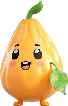 Naklejki Cute Cartoon Papaya Character isolated on transparent png background