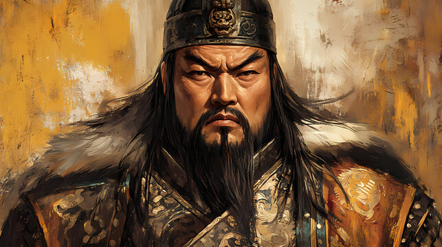 Chinese emperor genghis khan (stock photo). Mongolian Empire. Illustration