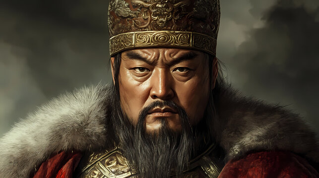 Chinese emperor genghis khan (stock photo). Mongolian Empire. Illustration