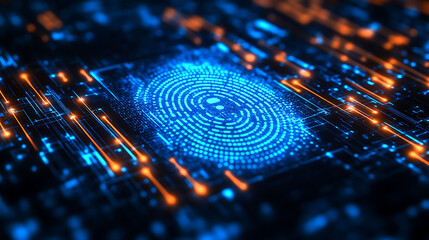 Smart security solutions AI depicted in an abstract design where artificial intelligence integrates biometric systems and smart locks to create adaptive responsive security environments