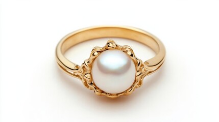 Baroque pearl ring in an intricate gold setting, perfect for vintage lovers