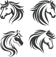 Naklejka premium Artistic Horse Silhouette Vector Set for Modern Design Need