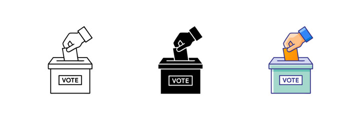 Hand voting ballot box icon, Election Vote concept, Vector illustration on white background