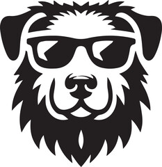 Dog with sunglass icon silhouette vector style 2