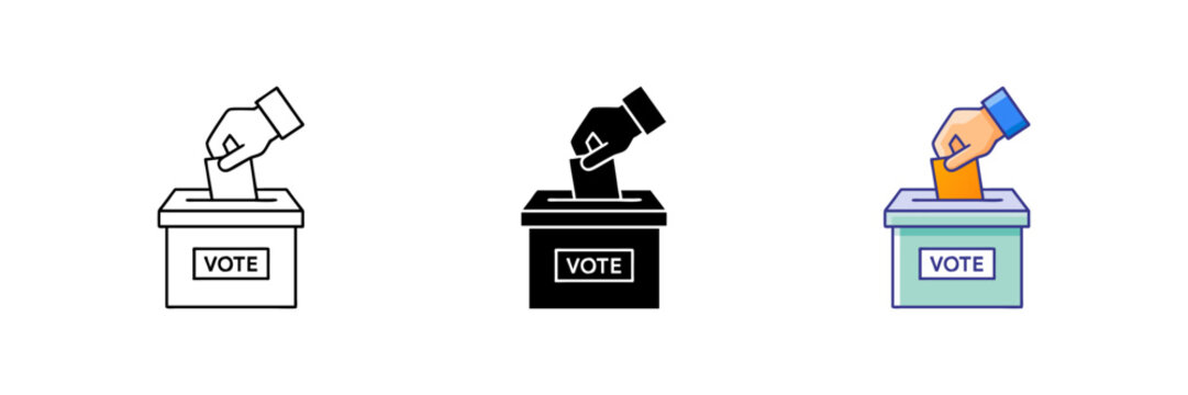 Hand voting ballot box icon, Election Vote concept, Vector illustration on white background